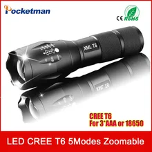 Ultra Bright 5 Modes led flashlight 2400 Lumen Zoomable CREE XML T6 LED 18650 Flashlight Focus Torch Zoom Lamp Light