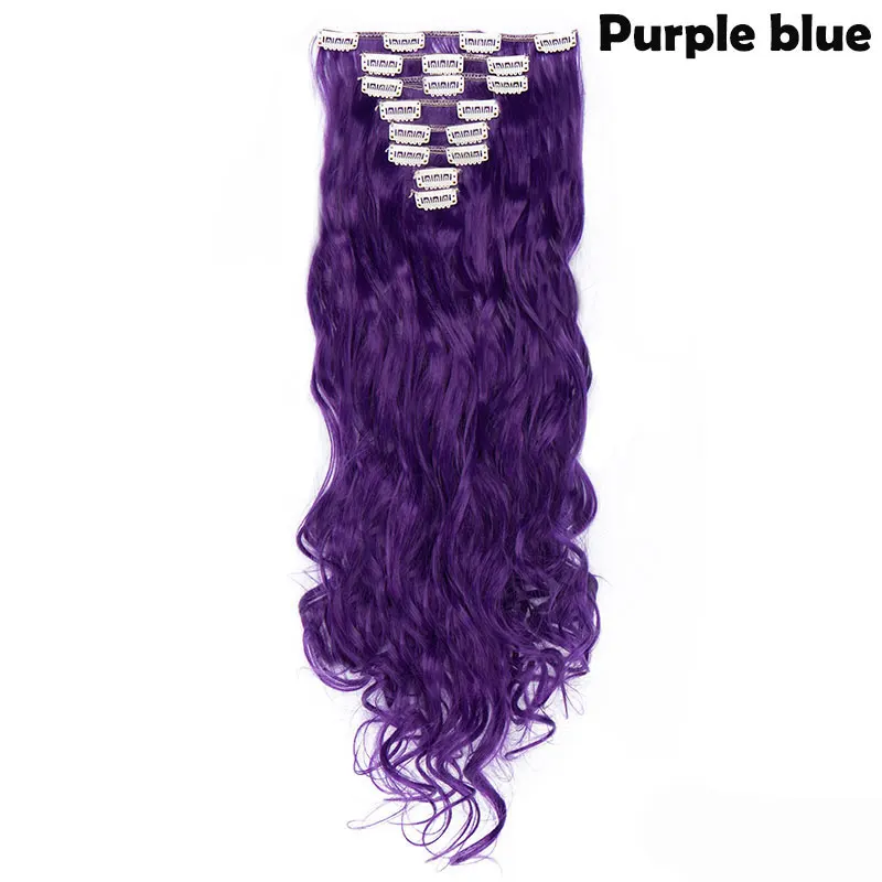 SNOILITE 8 шт./компл. 24 дюймов 180 г кудрявые 18 наращивания на клипсах, синтетические волосы на заколках для наращивания волос, парик, заколки, заколки для волос, трессы, заколки для волос для наращивания на заколках, эффектом деграде(переход от темного к - Цвет: dark purple