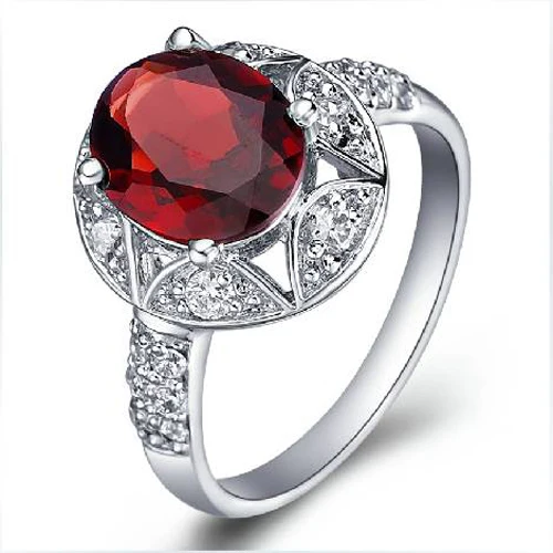 

2017New Anillos Qi Xuan_Luxury Dark Red Stone Fashion Woman Rings_S925 Solid Sliver Finger Ring_Manufacturer Directly Sales