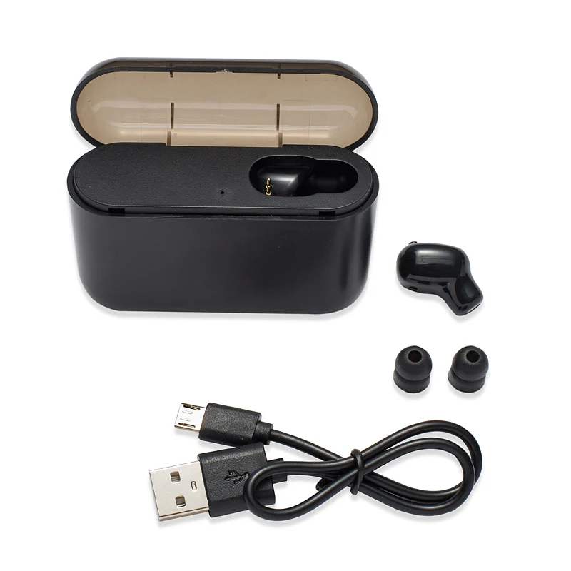 HaoXian, мини беспроводные Bluetooth наушники, водонепроницаемые стерео наушники, свободные руки, Спортивная гарнитура с зарядным устройством, внешний аккумулятор для телефона - Цвет: Black