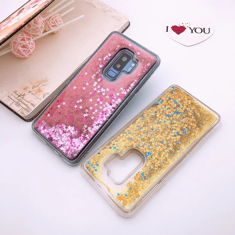 10 шт./лот S8plus Корея звезды сверкающими жидкость зыбучие пески динамический Прозрачная крышка ТПУ чехол для телефона Samsung Note8 В виде ракушки защиты