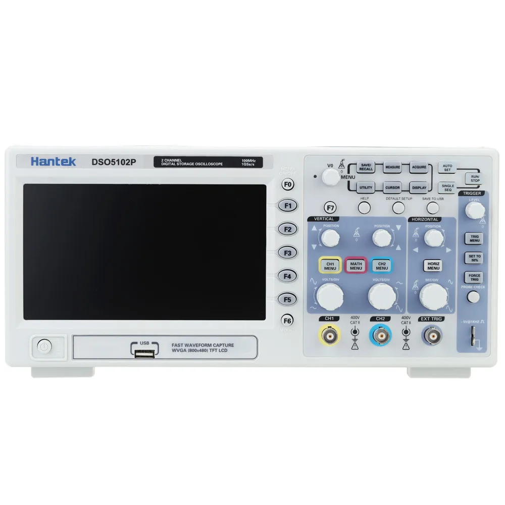 Сертифицированный Hantek DSO5102P цифровой осциллограф 2CH 100 мГц 1Gs 7 "TFT 8-бит 4nS/div-80S/ дел