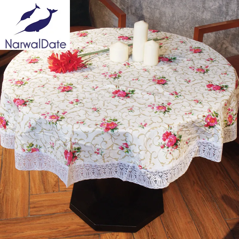 

PVC Waterproof Oilproof Round Tablecloths Popular Embroidery Table Cover for Round Table Round Tablecloth for Home Hotel Banquet