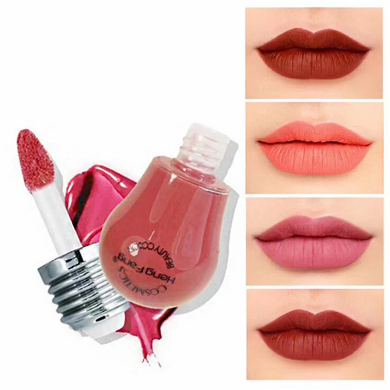 

Newest Sexy Liquid Light Bulb Lipstick Gloss Professional Makeup Velvet Nude Lip gloss Long Lasting Natural lip stick 12 colors