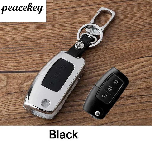 peacekey Leather Car Key Cover wallet For Ford Ecosport Focus Mondeo Edge Fiesta Kuga Escort Car Keychain For Ford Key Rings AliExpress