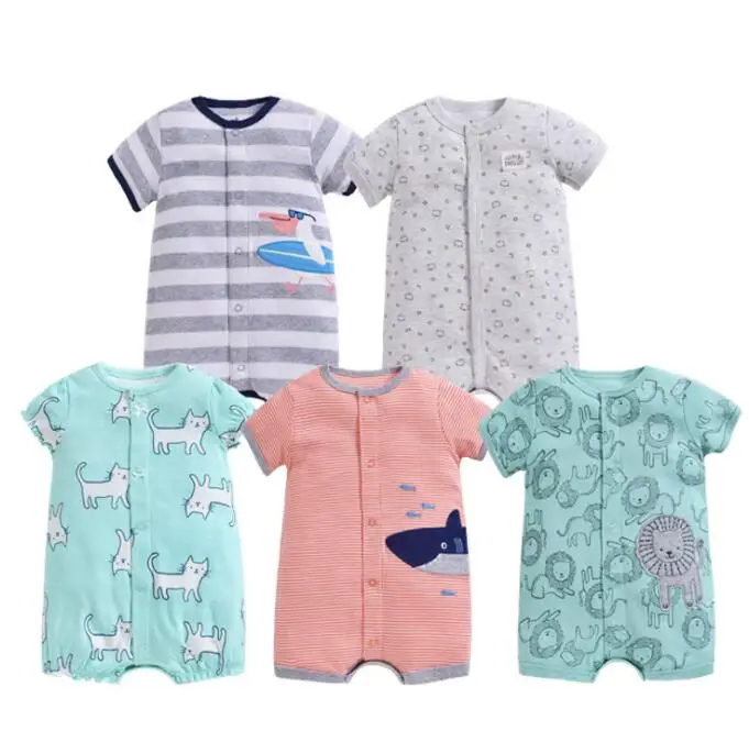 

Baby Girl Boy Romper Clothes Solid Button Summer Newborn Jumpsuit Baby Romper Set