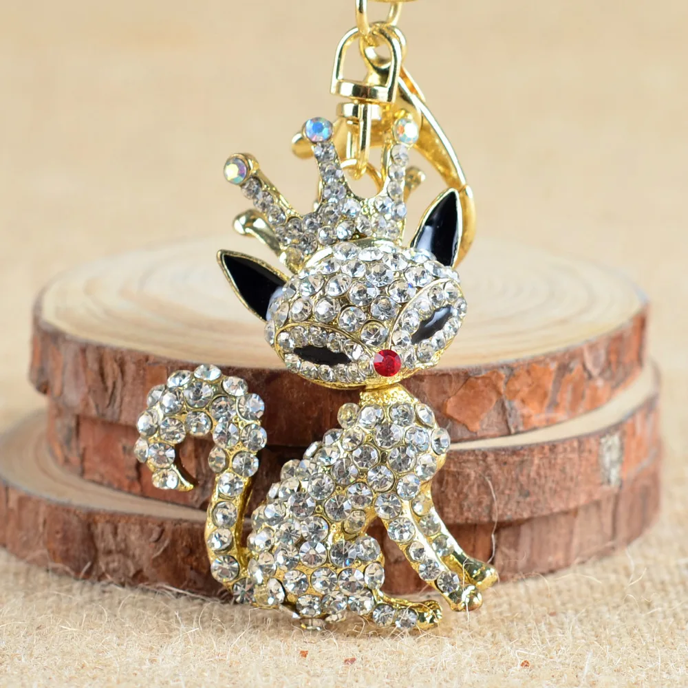 Брелок для ключей K1016 со стразами и лисой|fashion keychain|keychain fashionkey holder |