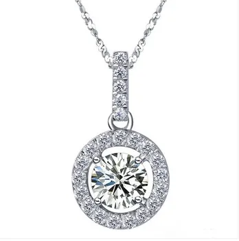 

Luxury Quality 1CT Round SONA Diamond Pendant Necklace 925 Silver Platinum Cover for Women Classic and Timeless Design!