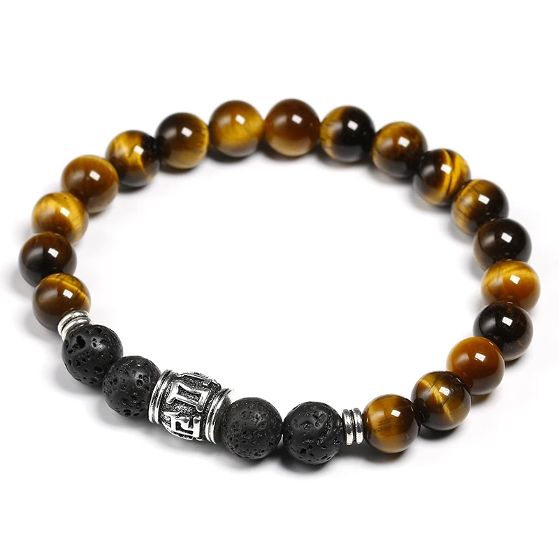 Men Bracelet Natural Tiger Eye Bead Tibetan Buddha Bracelet chakra Lava Stone Diffuser Bracelets Men Jewelry Gift Drop Shipping