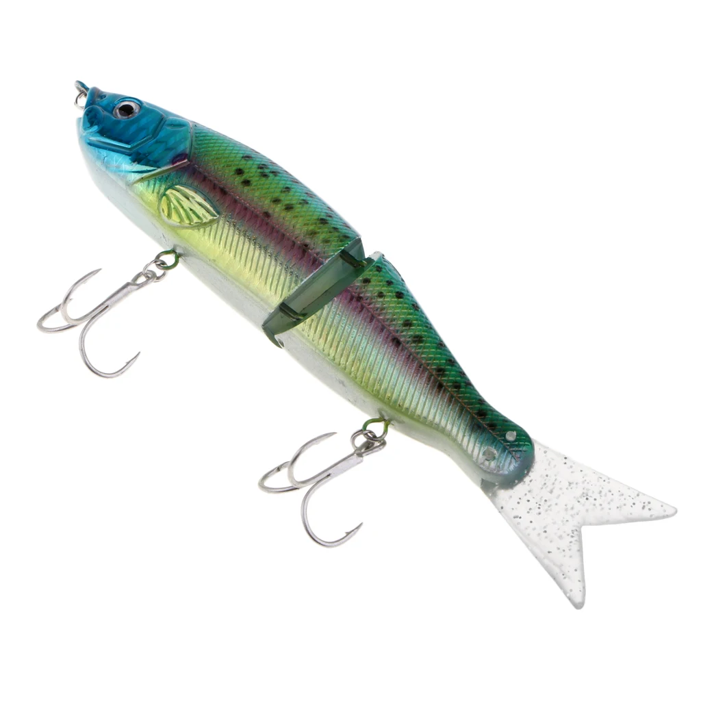 Artificial Bait Fishing 2-Section Multi Jointed Fishing Lures Swimbait with 2 Treble Hooks Minnow Crankbait Artficial Soft Bait