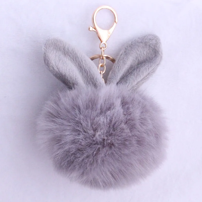 2017 New Fur Pom Pom Keychain Fluffy Bunny Rabbit Fur Women Bag Charm
