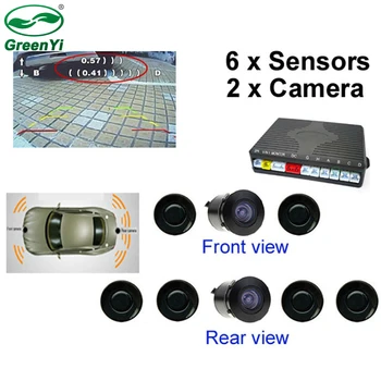 

GreenYi Dual Channel Car Video Parking Reverse Radar System 6 Sensor with Front View Camera and Rear view Camera