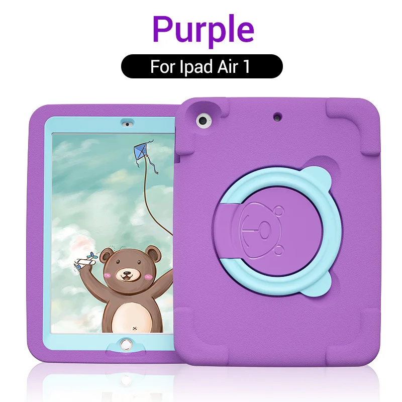 PZOZ For iPad case 9.7 Air 12 mini 1 2 3 4 5 6 Shockproof Safe EVA case Soft Non-toxic children for iPad Holder case - Color: Air 1 Purple