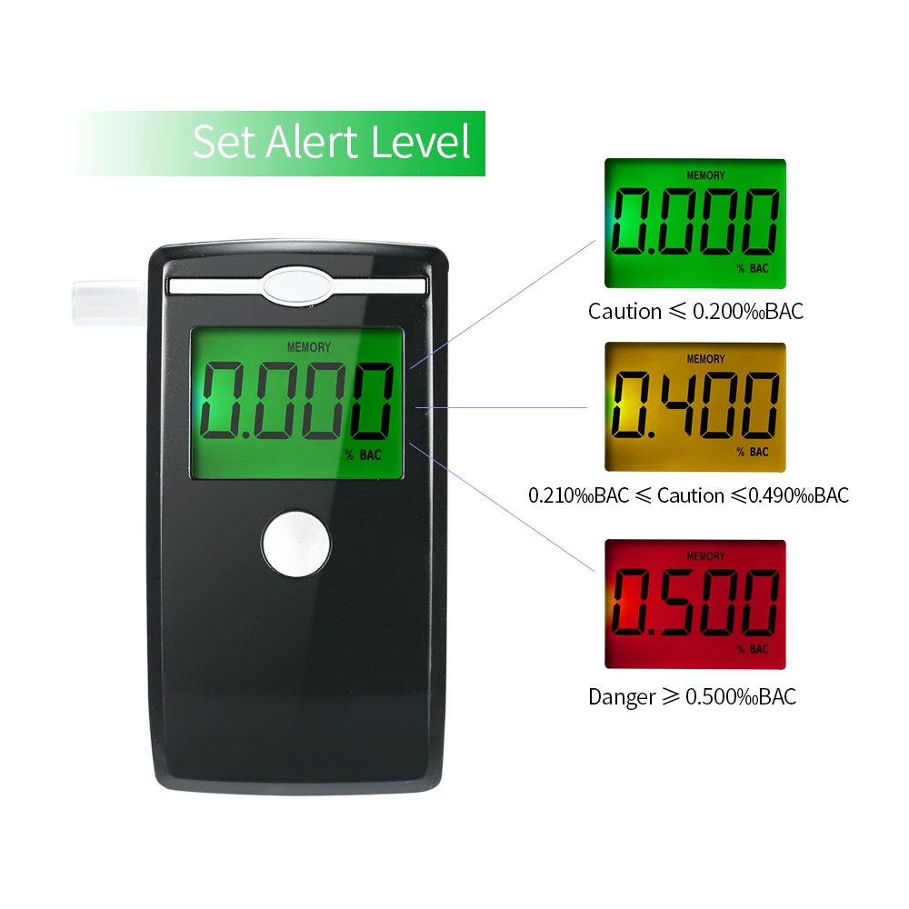 

Breathalyzer Alcohol Tester Professional Alcoholometer For Alcohol Detection Device Use High Precision Semiconductor Sensor