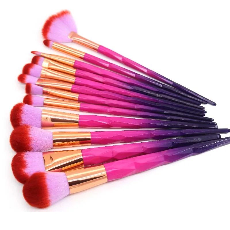 

AiceBeu makeup brush set 7pcs/10pcs Diamond rainbow face eye professional make up brush kit tools Macarons Rose Red color