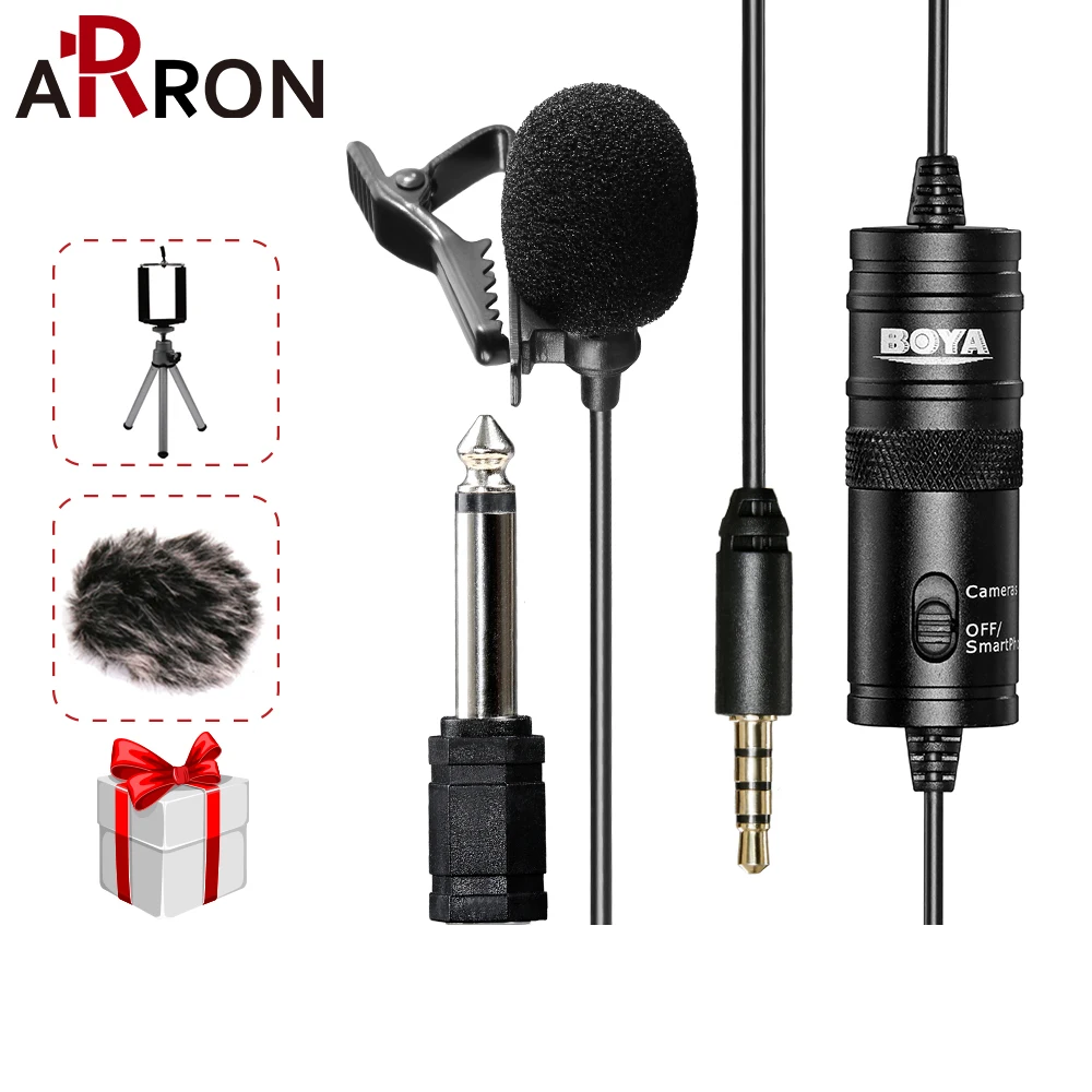 

100% Original BOYA BY-M1 Lavalier Condenser Recording Microphone For Canon Nikon Sony IPhone 8 8 Plus 7 7 Plus DSLR Camcorder