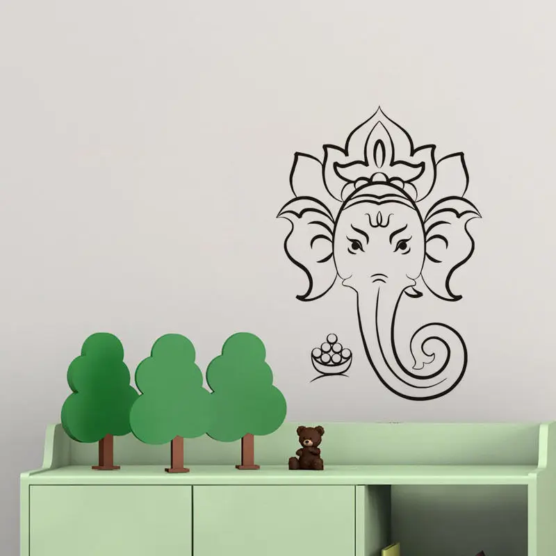 Настенные стикеры Ganesha с головой слона религиозные виниловые наклейки на стену