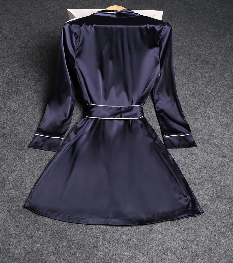 Yomrzl осень новое поступление халат роскошные женские пикантные из искусственного шелка шелковистая атласная пижамы Ночная рубашка lounge M378
