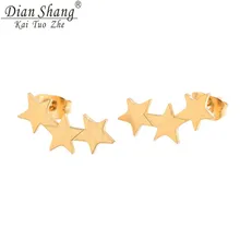 DIANSHANGKAITUOZHE 10Pairs Cluster Star Stud Earrings Fashion Women Ear Climber Cuffs Steampunk Stainless Steel Brincos 2016