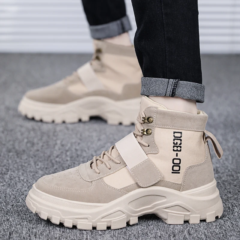 Male Suede Height Increase High Top Military Tactical Mens Boots Special Force Leather Desert Combat Ankle Boot Army Work Shoes