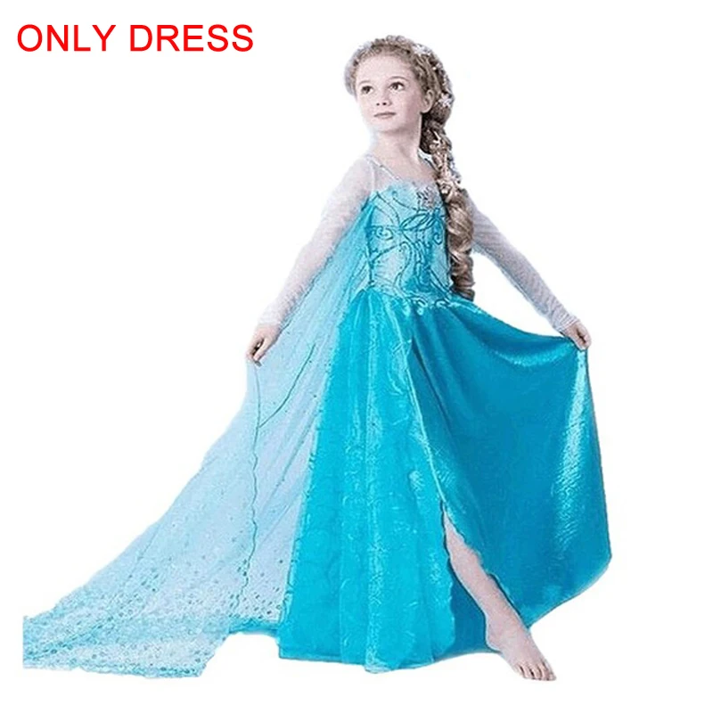 Платья Королевы Эльзы; одежда Эльзы; платье принцессы Анны для девочек; маскарадные костюмы; вечерние платья; детская одежда для девочек; комплект с короной - Цвет: only dress A