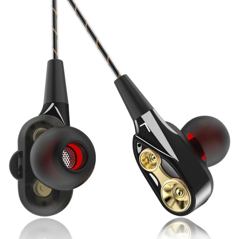 Super Bass Wired Earphone Dual Dynamic Earbud Stereo Sound Headset with Mic 3 5mm Jack for xiaomi Sony LG Hifi Sports Earphones