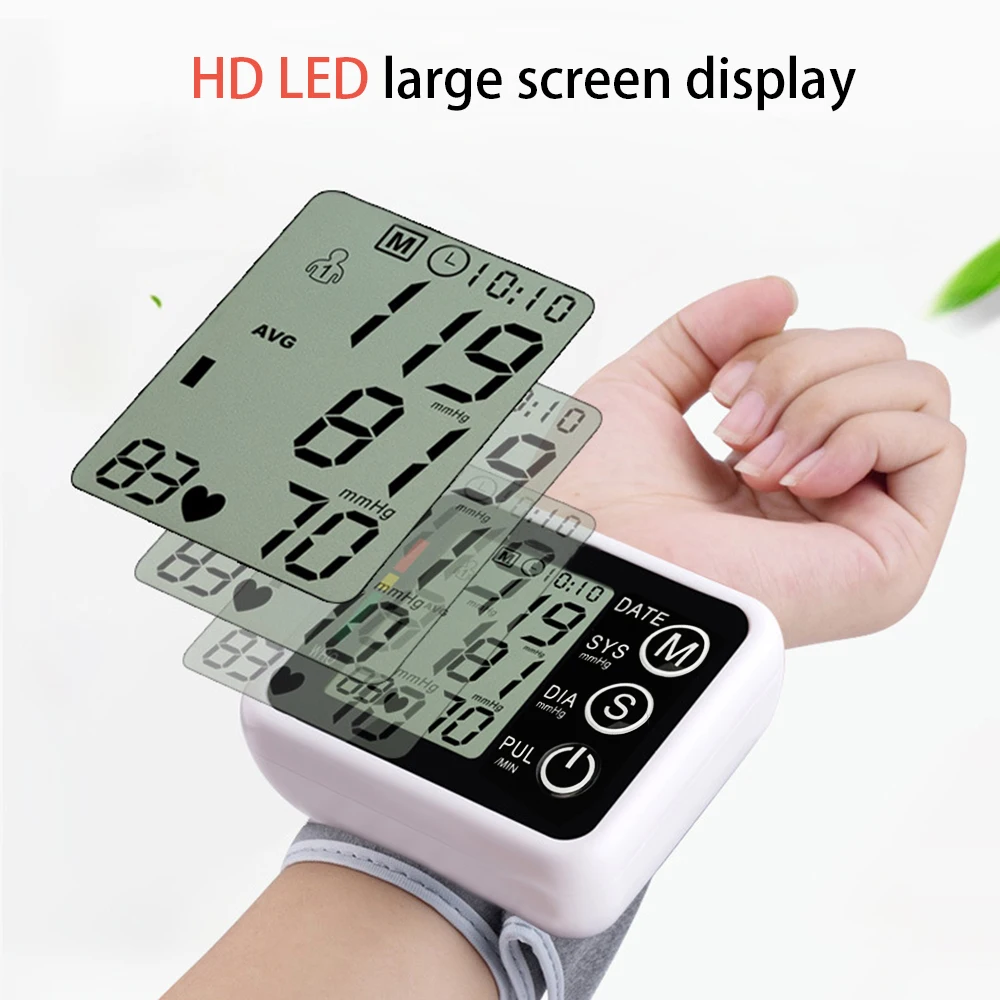 Automatic Blood Pressure Monitor Tonometer Medical Equipment Wrist Apparatus for Measuring Pressure Heart Rate Monitor 3