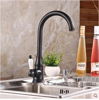 

High Quality New kitchen faucet antique black brass hot and cold water mixer sink mixer tap wash basin faucet oil rubbed bronze