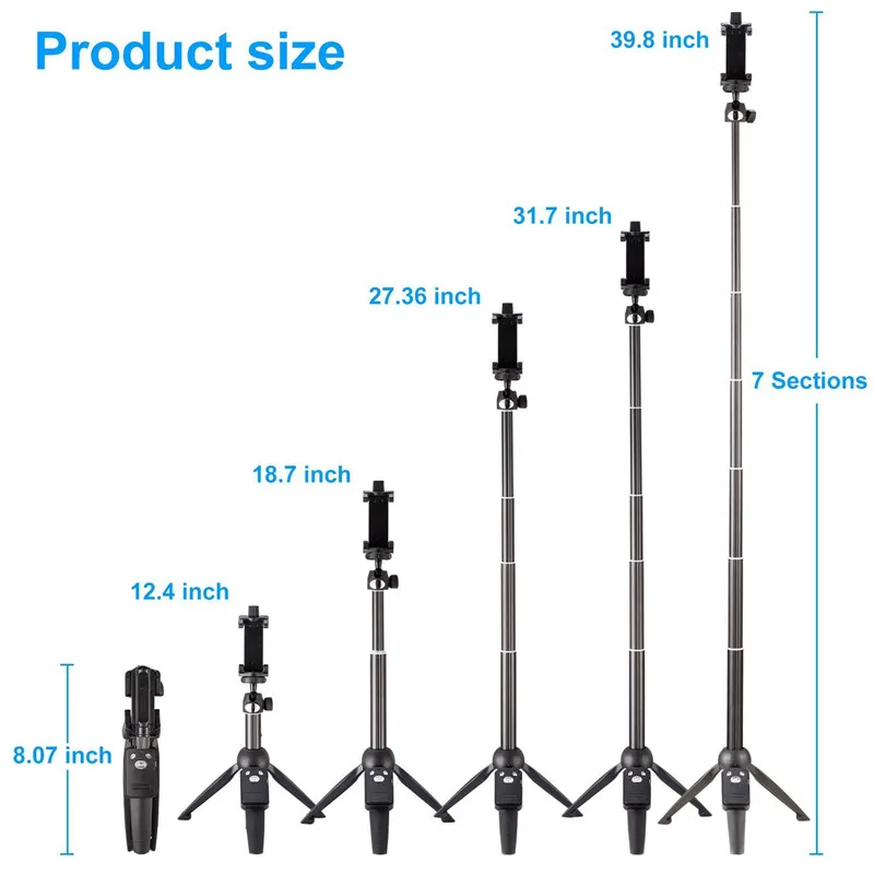 Палка для селфи штатив 40-дюймовый Беспроводной пультом дистанционного управления и штатив-Трипод стойка штатив-монопод для iPhone X 8/8 плюс xiaomi huawei селфи-Палка с Bluetooth