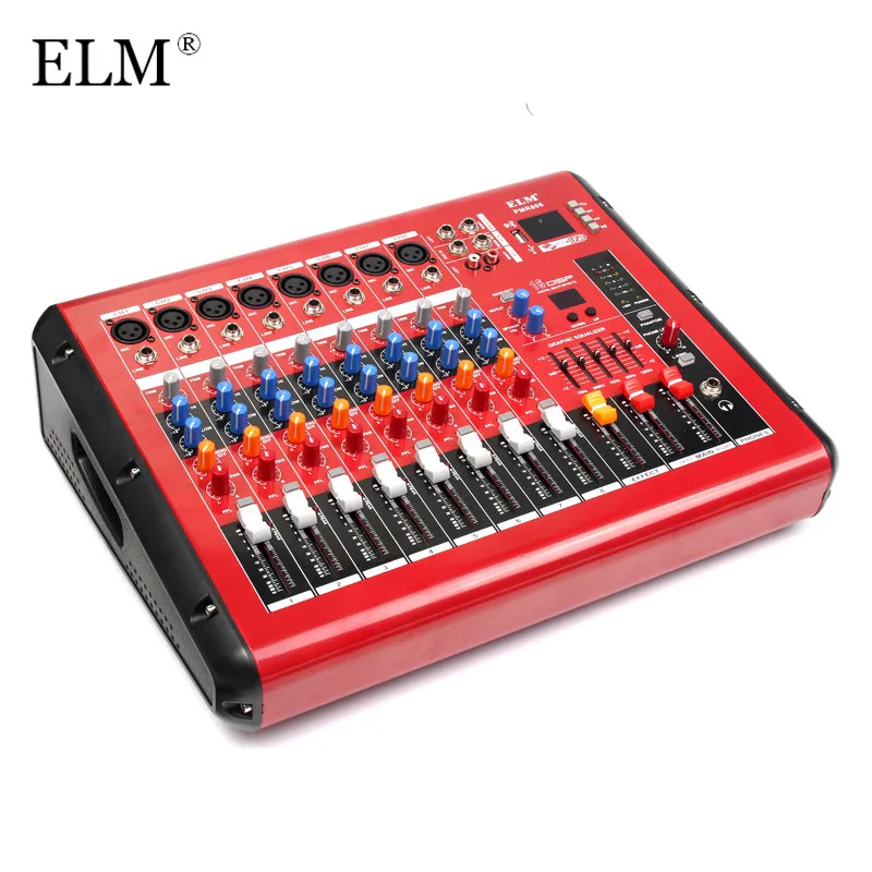 

ELM Karaoke Mixing Microphone bluetooth 8 Channel Professional Digital Sound Audio Mixer Console With Power Amplifier USB 48V
