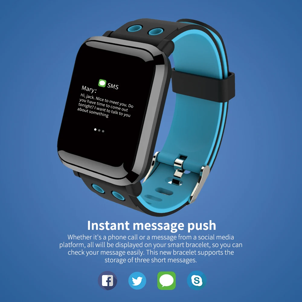 

Sports Digital Fitness Watch Men Message Remind Health Camera Pedometer Touch Run Stop Watch Support TF Sim Card For Android IOS