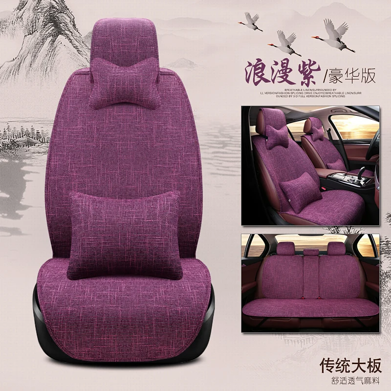 

Linen Cotton and Sponge Car Seat Protector Seat Support Cushion Automobile Seat Cover Universal 5 Seat Fit Most Car Models