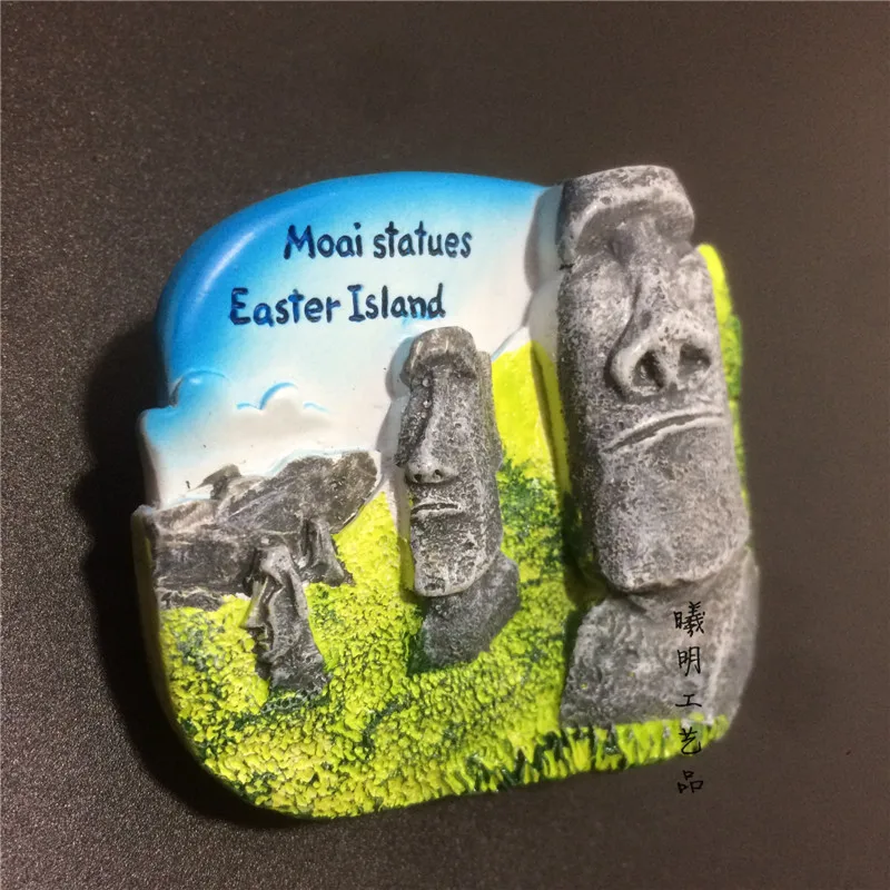 Creative Chile Statues Easter Island Keyboard Fridge Magnets 3D Refrigerator Magnets Sticker Travel