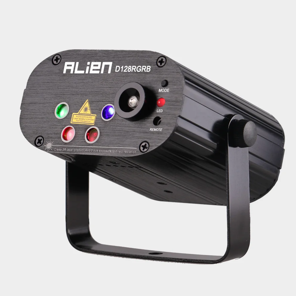 ALIEN Remote 128 patrones RGB DJ láser proyector escenario efecto de iluminación discoteca fiesta de Navidad vacaciones Luz de espectáculo con 3 W LED azul - 2