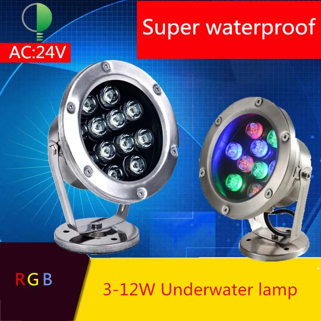 

3W 6W 9W 12W RGB / White / Warm White LED Flood Lamp AC24V Underwater Light Source Spotlights Spotlight with Remote Control