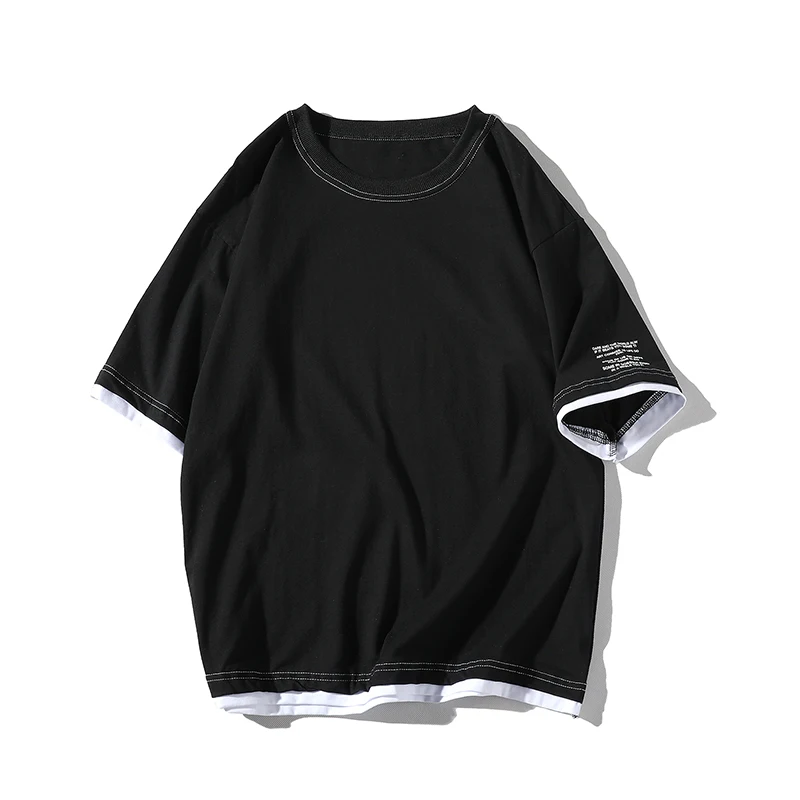 Una Reta Мужские футболки в уличном стиле, новинка, короткий рукав, круглый вырез, повседневные топы, мужские футболки в стиле хип-хоп, имитация двух частей, летние футболки