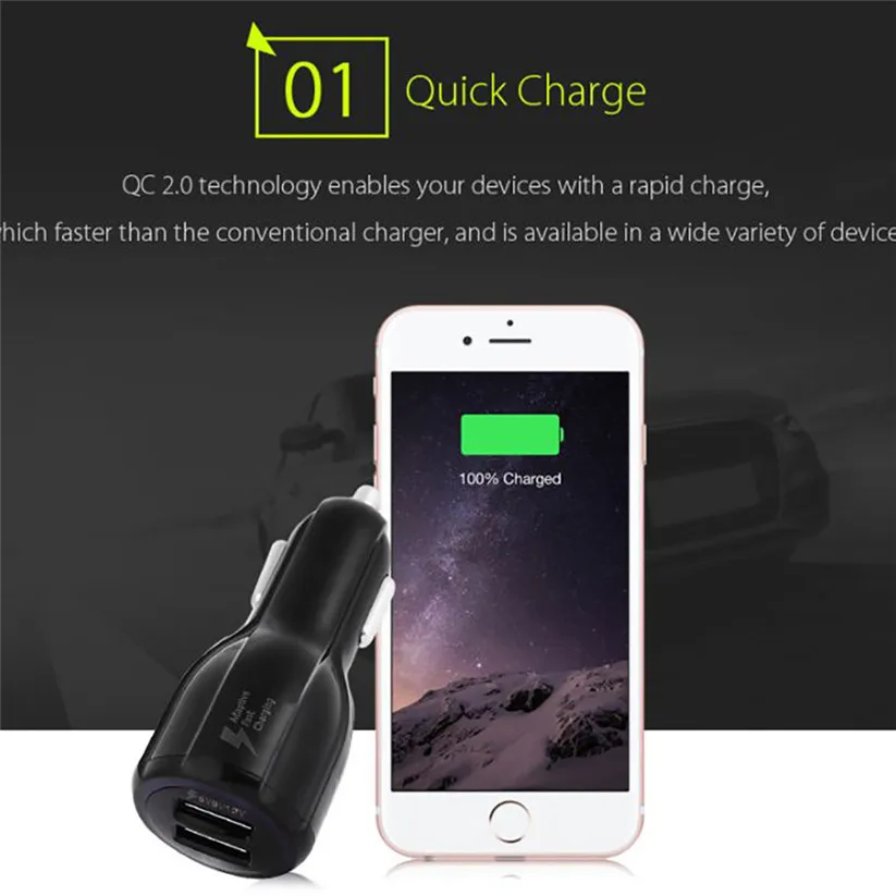 Автомобильный Стайлинг kongyide Сертифицированный QC2.0 двойной USB Автомобильное зарядное устройство Быстрая Зарядка адаптер для телефонов td0213 Прямая поставка