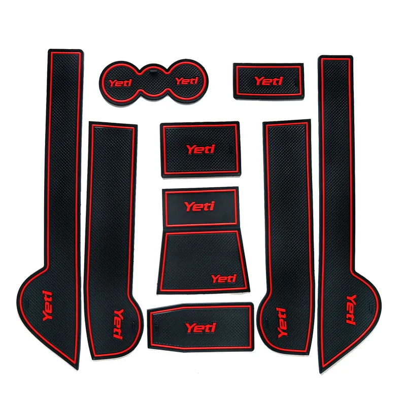 

Car Interior Accessories Rubber Auto Luminous Gate Door Pad Anti-Slip Cup Holder Mat Cushion For 2013-2014 Skoda Yeti