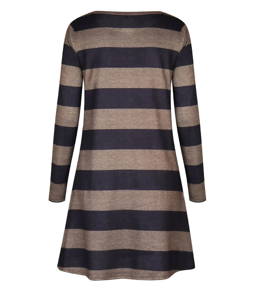 Gladiolus Autumn Winter Women Dress O-Neck Long Sleeve Striped Loose Casual Midi Dress Vestidos Verano 2018 Vestido Sundress (37)