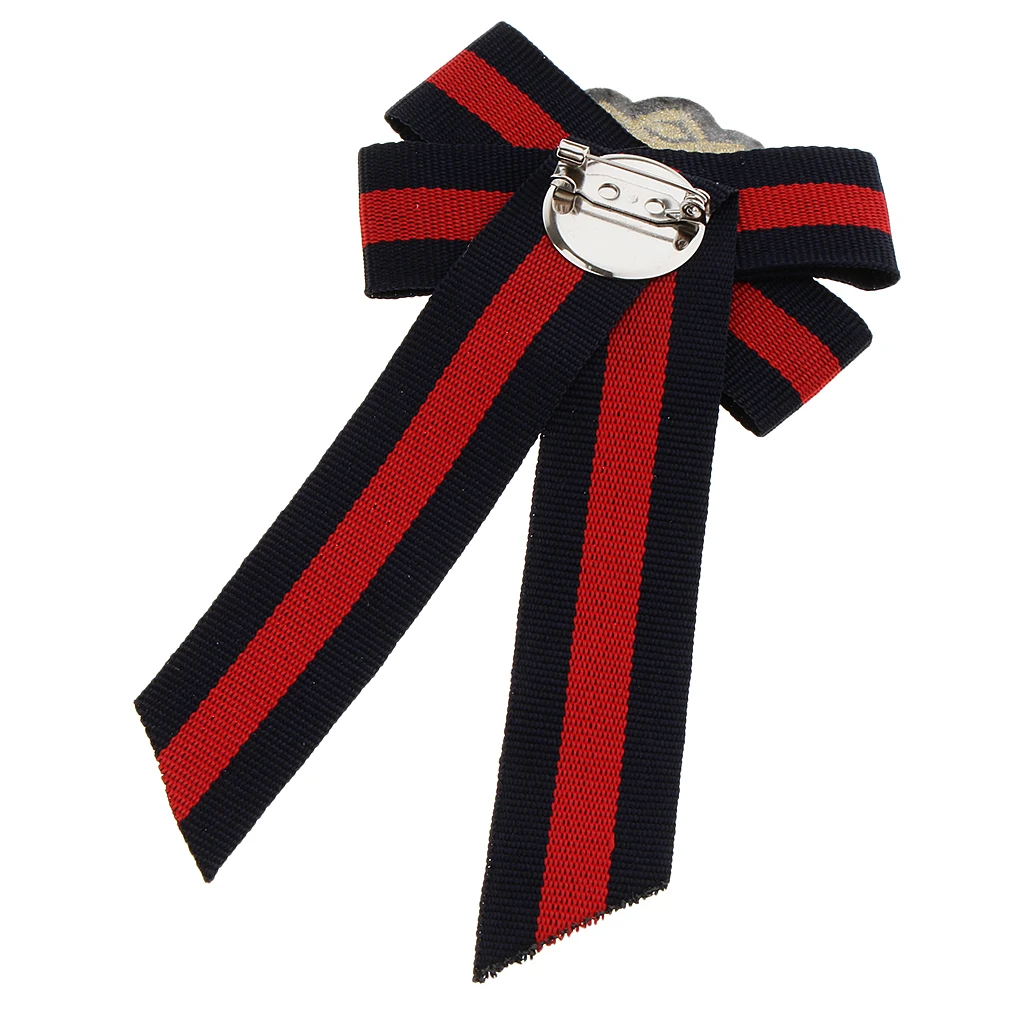 Pre-tied Bowknot Brooch Fabric Bow Tie Nautical Themed Men Wome British School Girls Badge Pin Clip