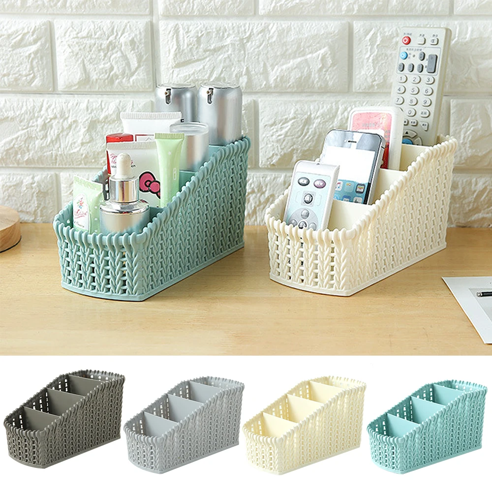 

Urijk Imitation Rattan Baskets Makeup Organizer Cosmetics Box Plastic Storage Basket Desktop Sundries Makeup Boxe For Bathroom