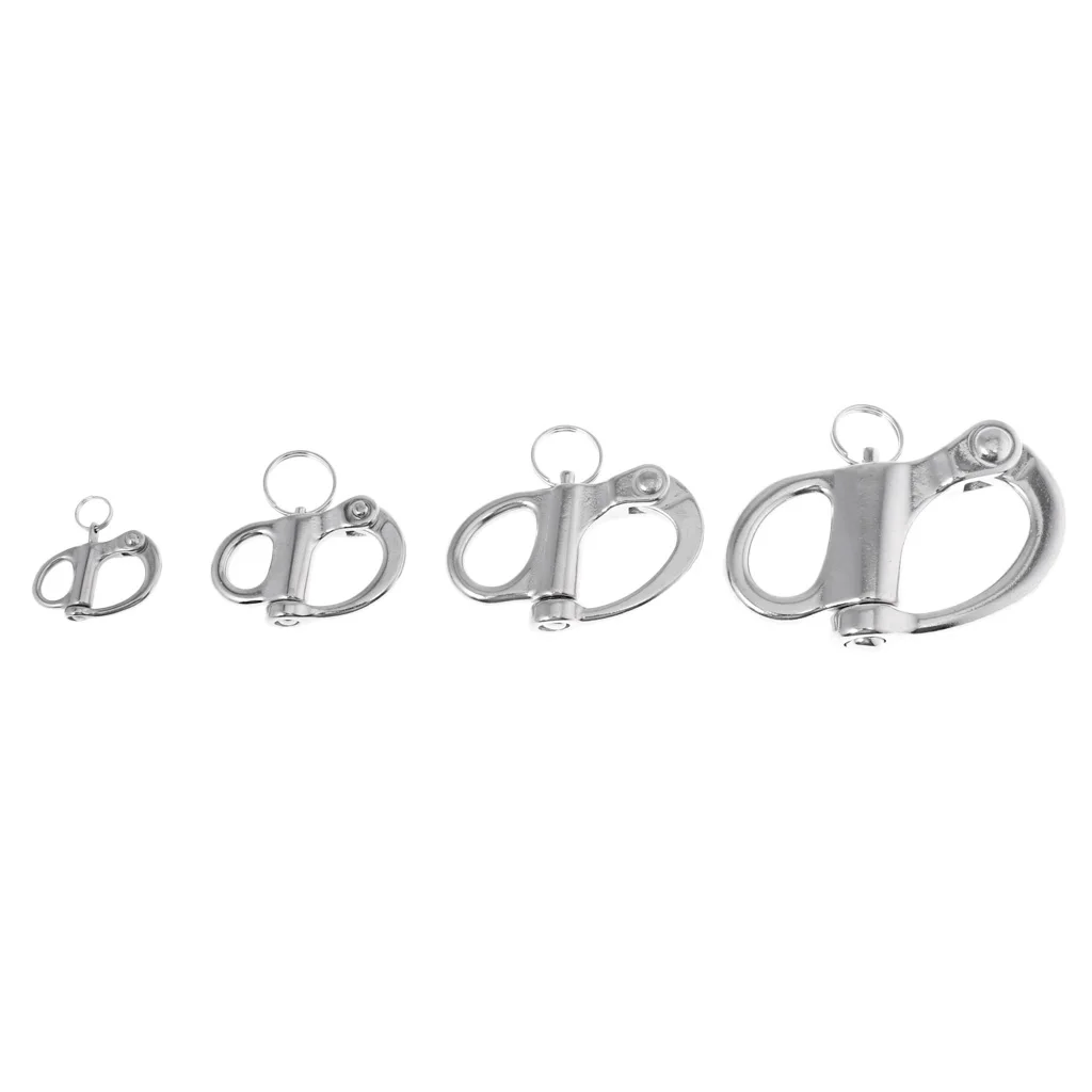 (Pack of 4) 304 Stainless Steel Fixed Bail Snap Shackle For Kayak Boat Yacht 5.2x2.8cm Rafting Sailing Accessory