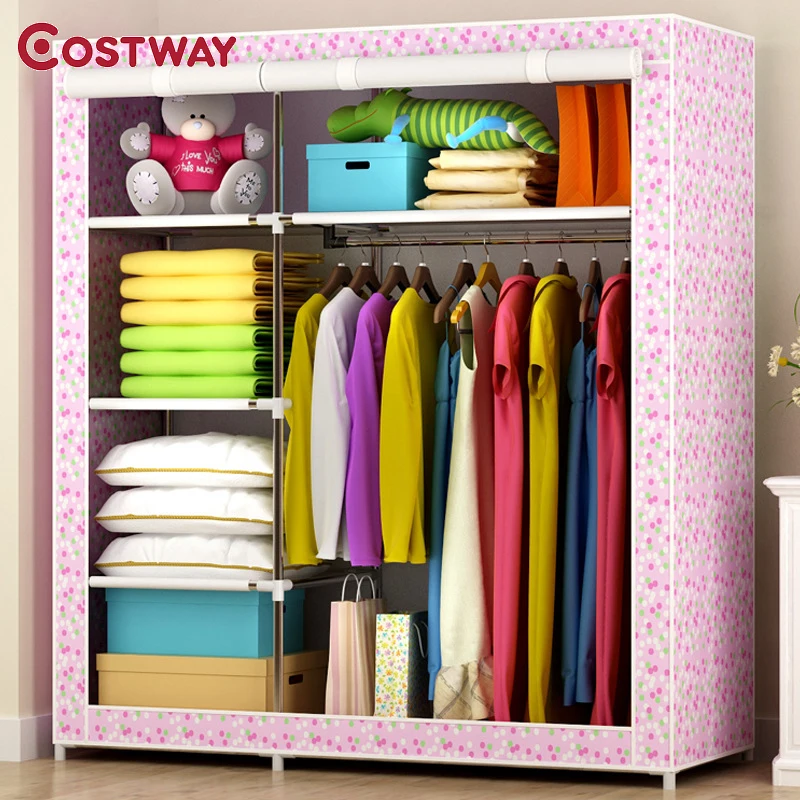 

COSTWAY Cloth Wardrobe For clothes Fabric Folding Portable Closet Storage Cabinet Bedroom Home Furniture armario ropero muebles