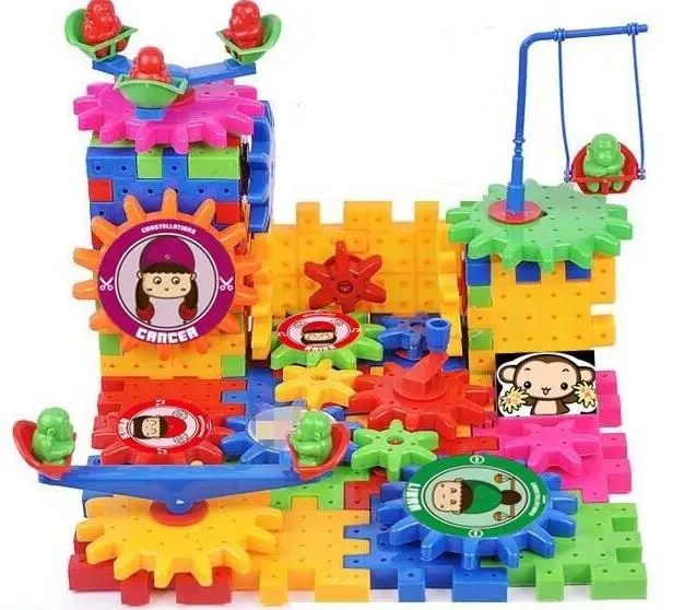 Children Educational Toy Gear Electric Building Blocks Scene Contruct