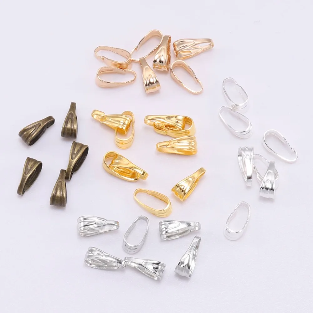 

100pcs/lot 7 8 mm Pendant Clasp Connectors Silver Gold Clips Connectors For Jewelry Making Finding Necklace Accessories Supplies