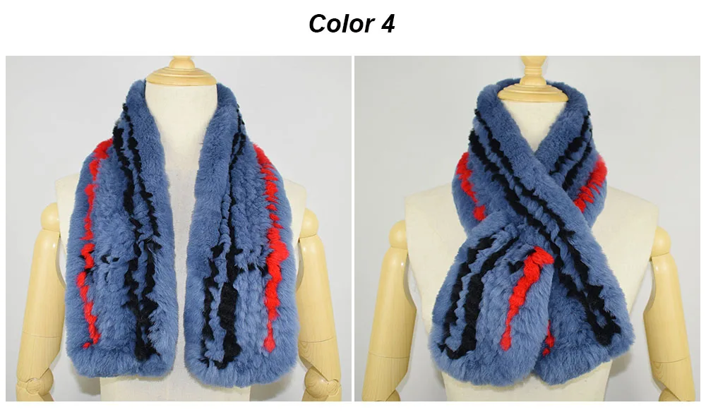 rex rabbit fur scarf plaid color 4