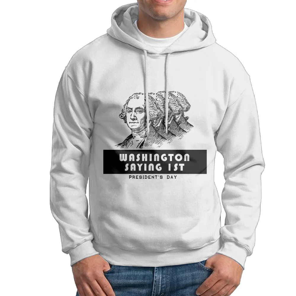 Человек Лидер продаж Вашингтон говоря 1st президента день моды хлопок Толстовки и