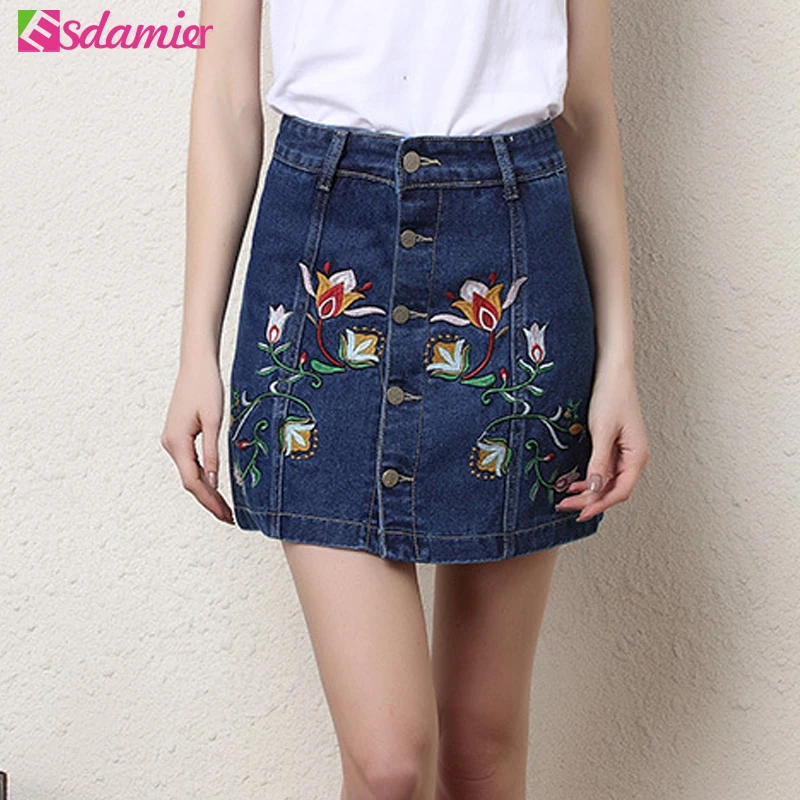 button up jean skirt