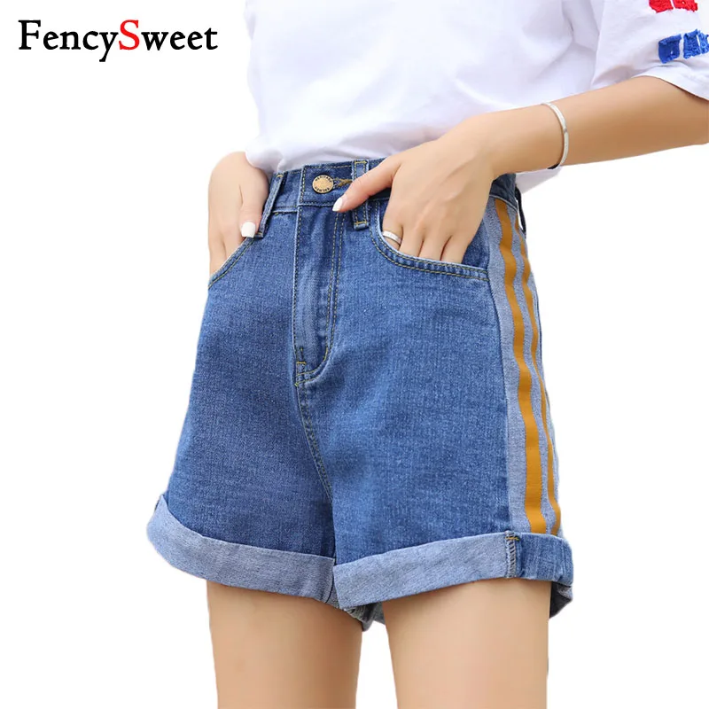 Europe Blue Crimping Denim Shorts For Women 2018 Summer