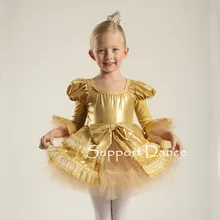 Поддержка для танцев в виде золотистой бабочки платье с длинными рукавами, платье-пачка, C37